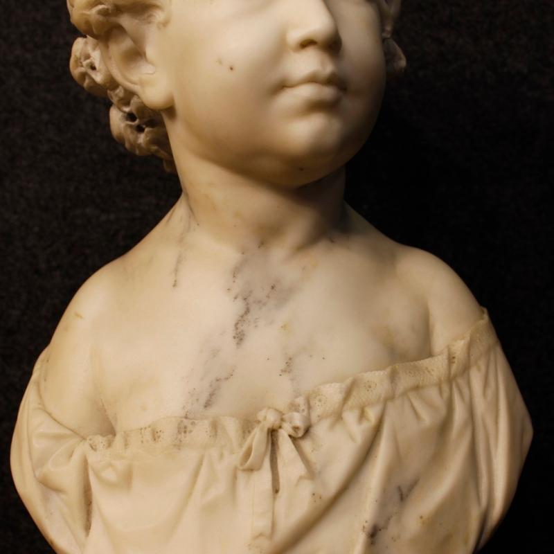 19th Century French Marble Sculpture Depicting Child Bust