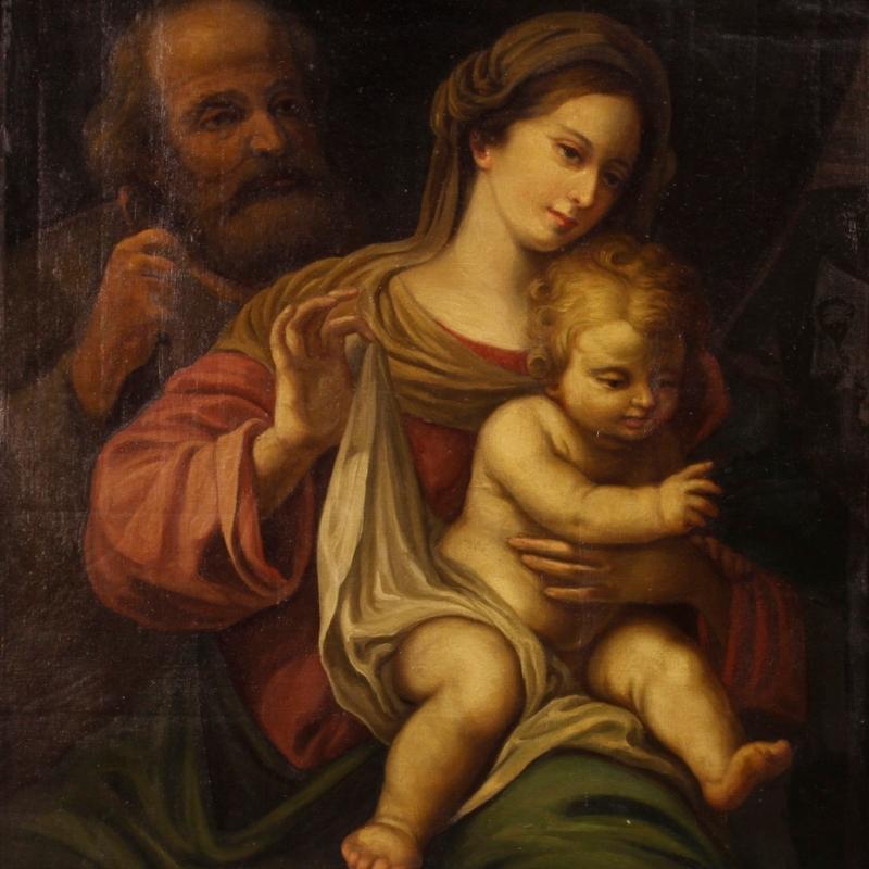 20th Century Italian Religious Painting Depicting Holy Family