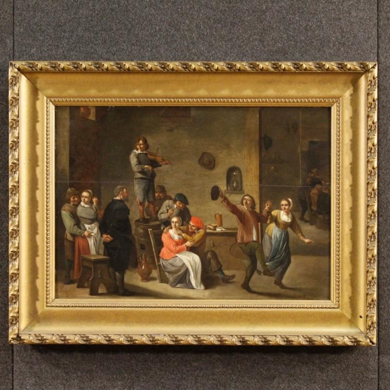 19th Century Dutch Oil Painting Interior Scene