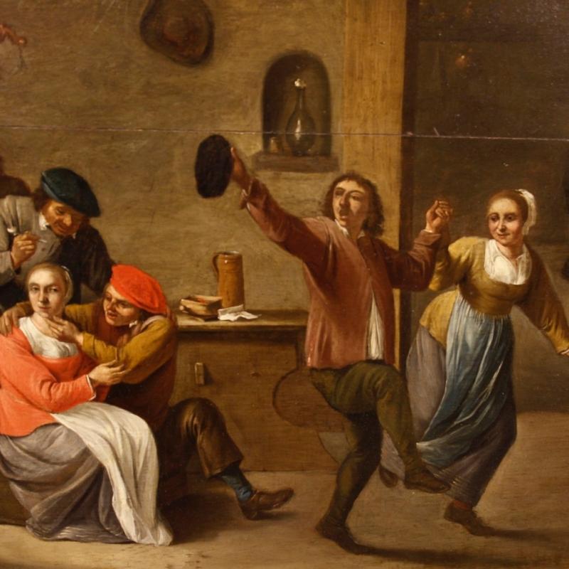 19th Century Dutch Oil Painting Interior Scene