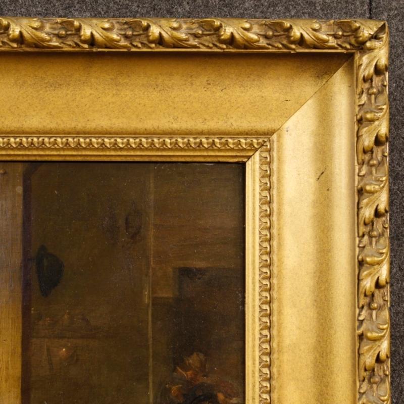 19th Century Dutch Oil Painting Interior Scene