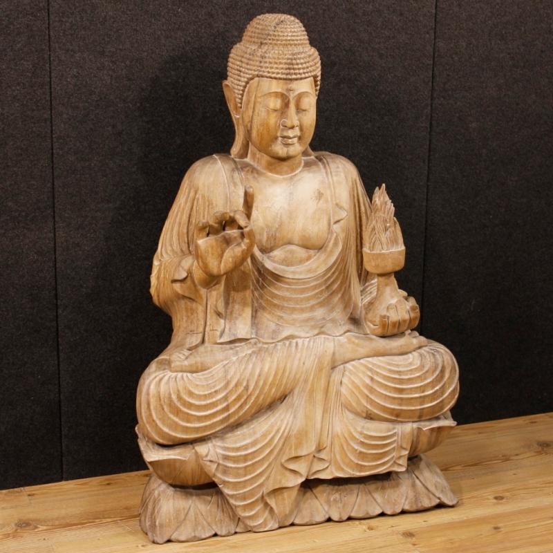 20th Century Oriental Buddha Sculpture In Wood