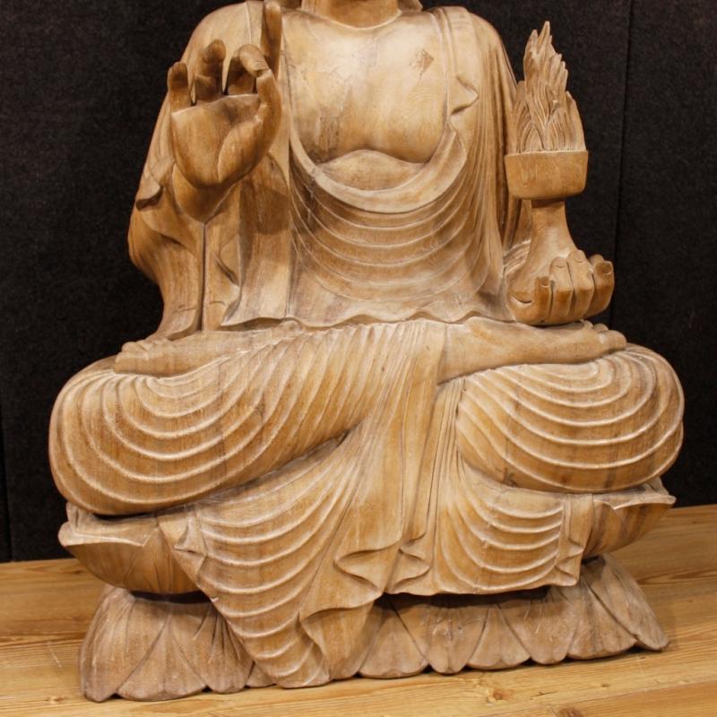 20th Century Oriental Buddha Sculpture In Wood
