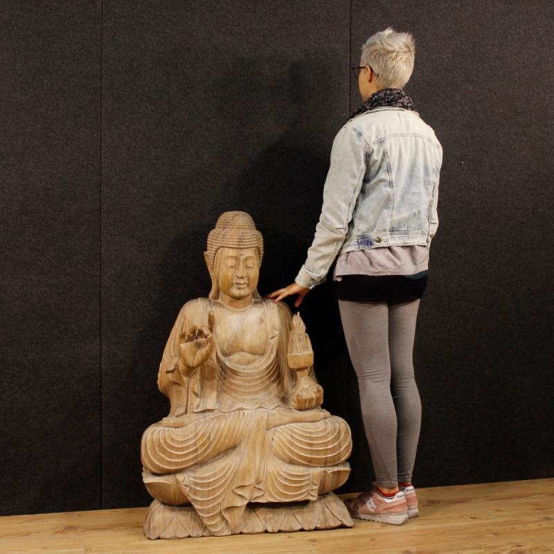 20th Century Oriental Buddha Sculpture In Wood