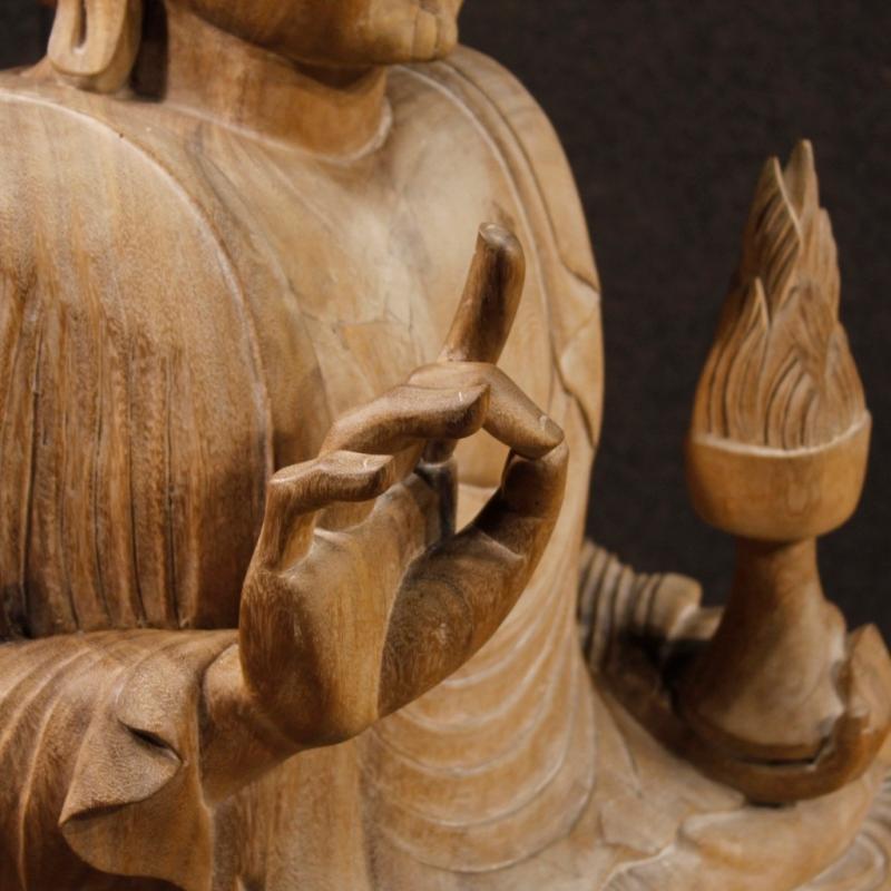 20th Century Oriental Buddha Sculpture In Wood