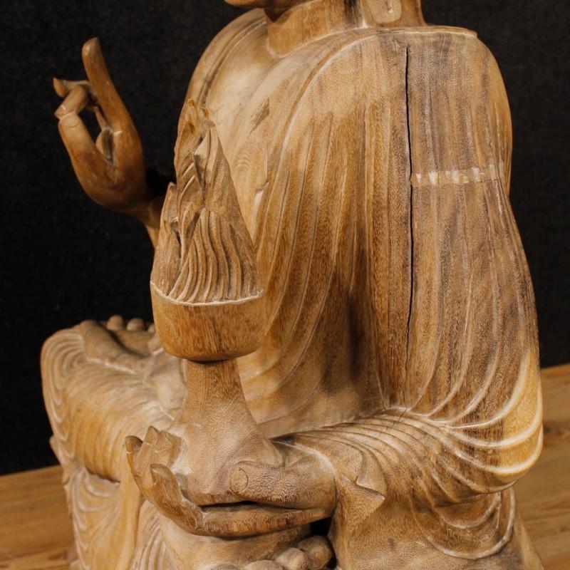 20th Century Oriental Buddha Sculpture In Wood