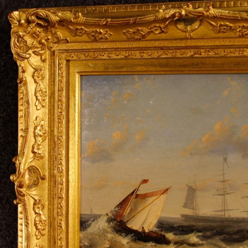 20th Century Dutch Seascape Painting Oil On Panel