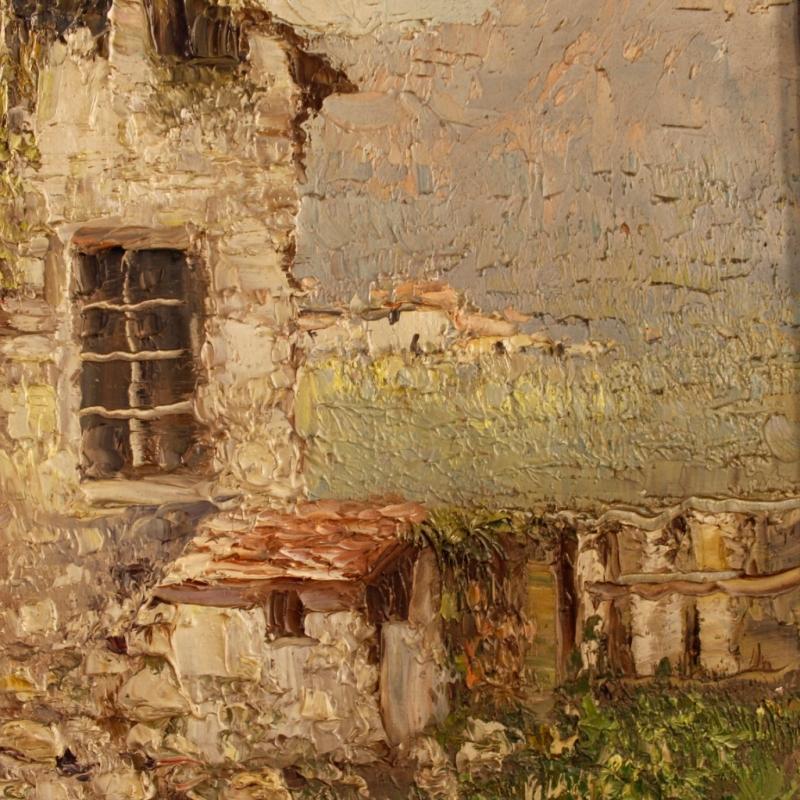 20th Century Italian Signed Painting Landscape With Characters