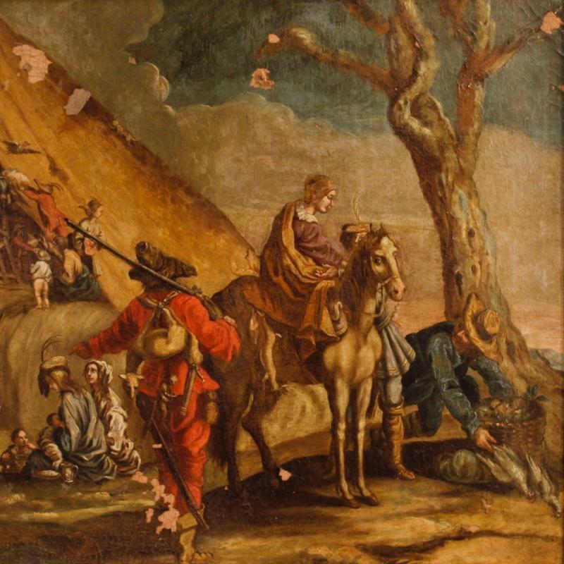 18th Century Italian Painting Landscape With Characters
