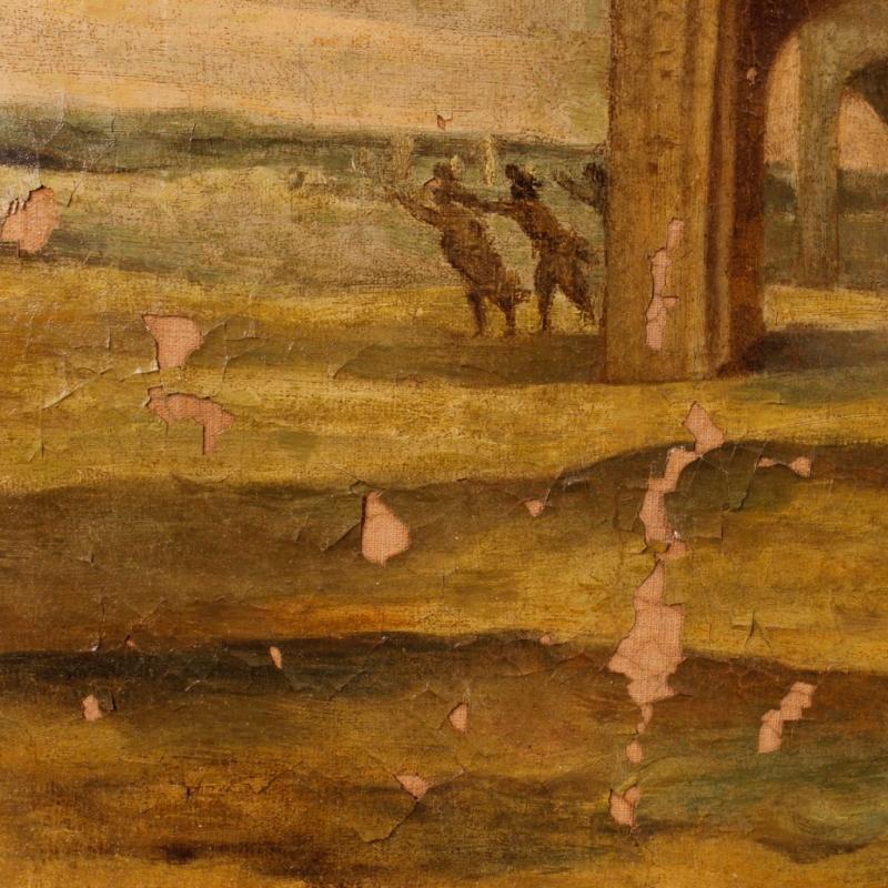 18th Century Italian Painting Landscape With Characters