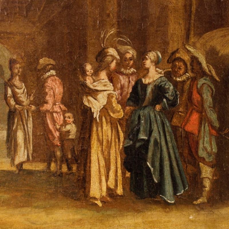18th Century Italian Painting Landscape With Characters