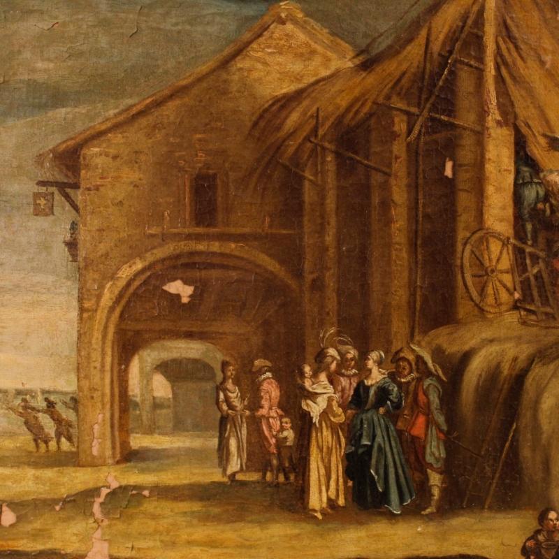 18th Century Italian Painting Landscape With Characters