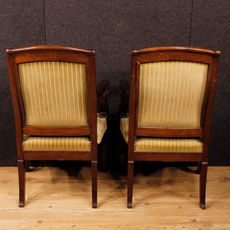 19th Century Pair Of French Armchairs In Mahogany Wood