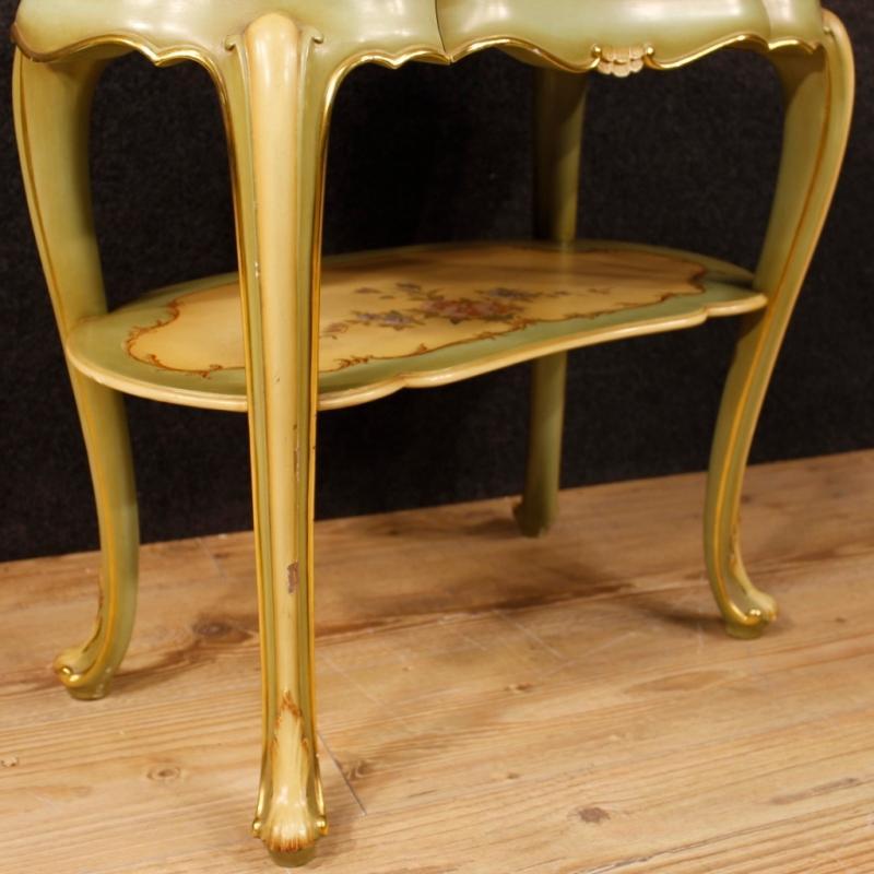 20th Century Pair Of Italian Lacquered And Painted Bedside Tables