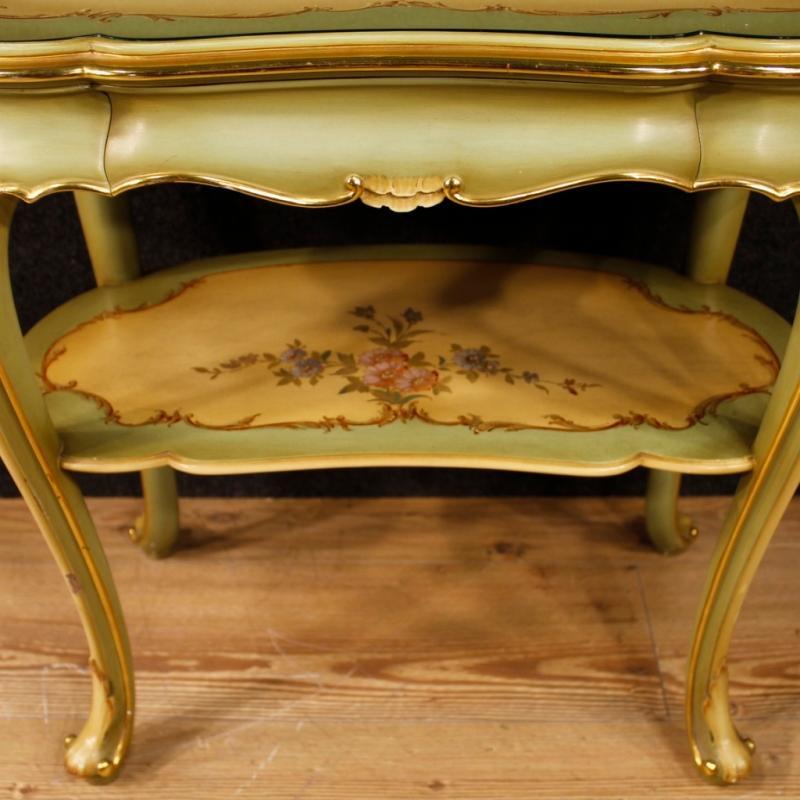 20th Century Pair Of Italian Lacquered And Painted Bedside Tables