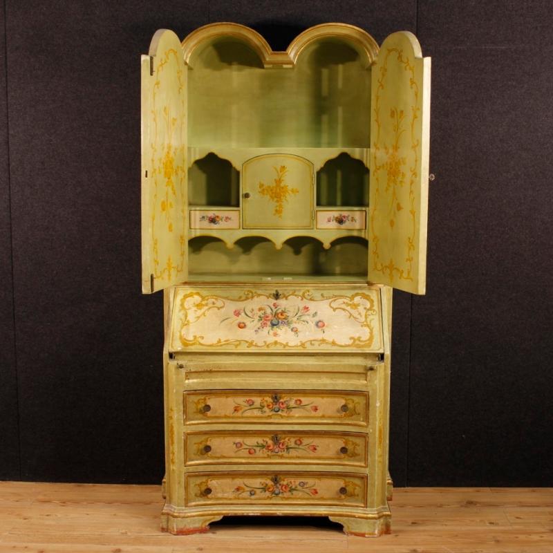 20th Century Venetian Lacquered, Gilt And Painted Trumeau
