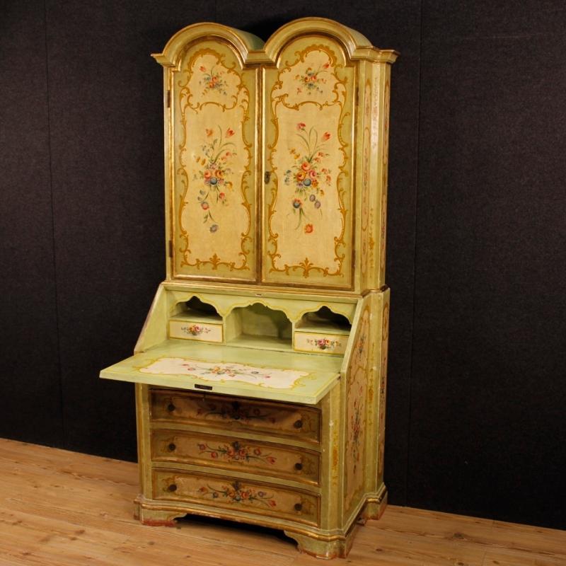 20th Century Venetian Lacquered, Gilt And Painted Trumeau