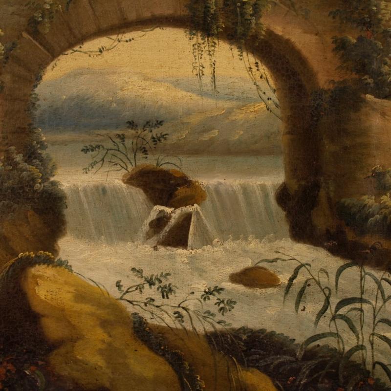 18th Century Italian Landscape Painting Oil On Canvas
