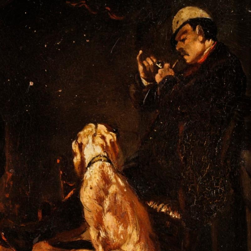 19th Century French Signed Interior Scene Painting