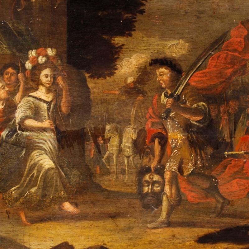 18th Century Flemish Religious Painting David's Triumph