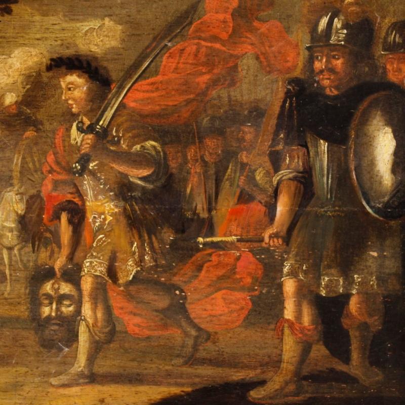 18th Century Flemish Religious Painting David's Triumph