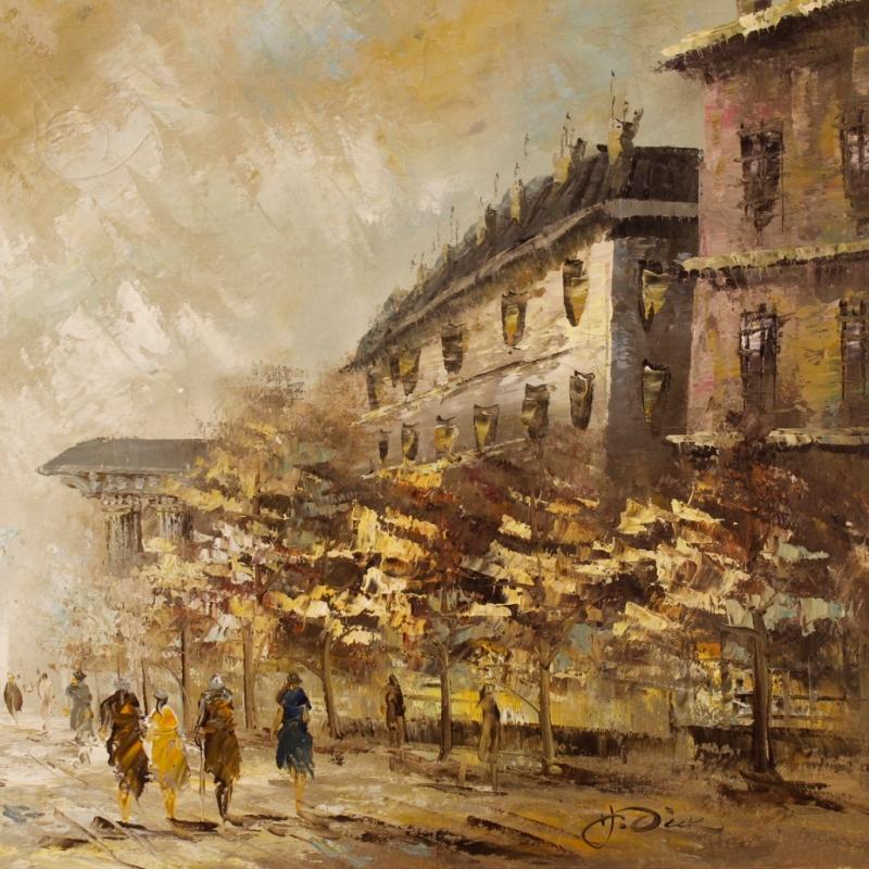 20th Century French Oil Painting Depicting Paris View