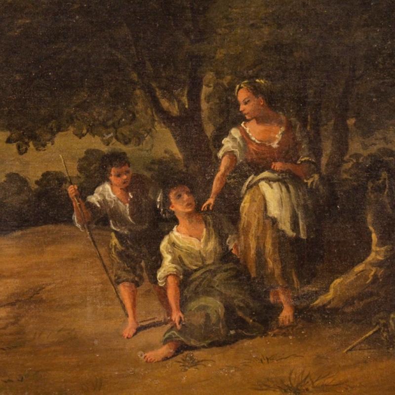 19th Century Italian Landscape Painting Oil On Canvas