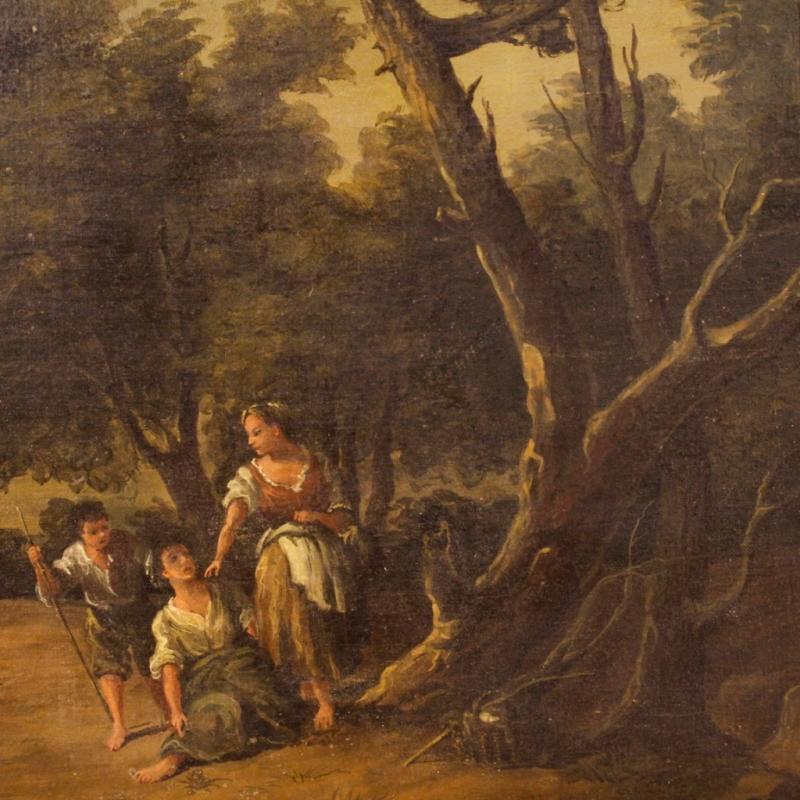 19th Century Italian Landscape Painting Oil On Canvas