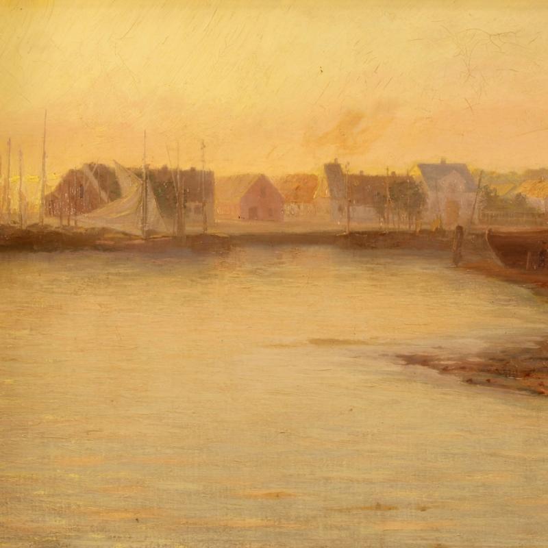 19th Century Impressionist Seascape Painting Oil On Canvas