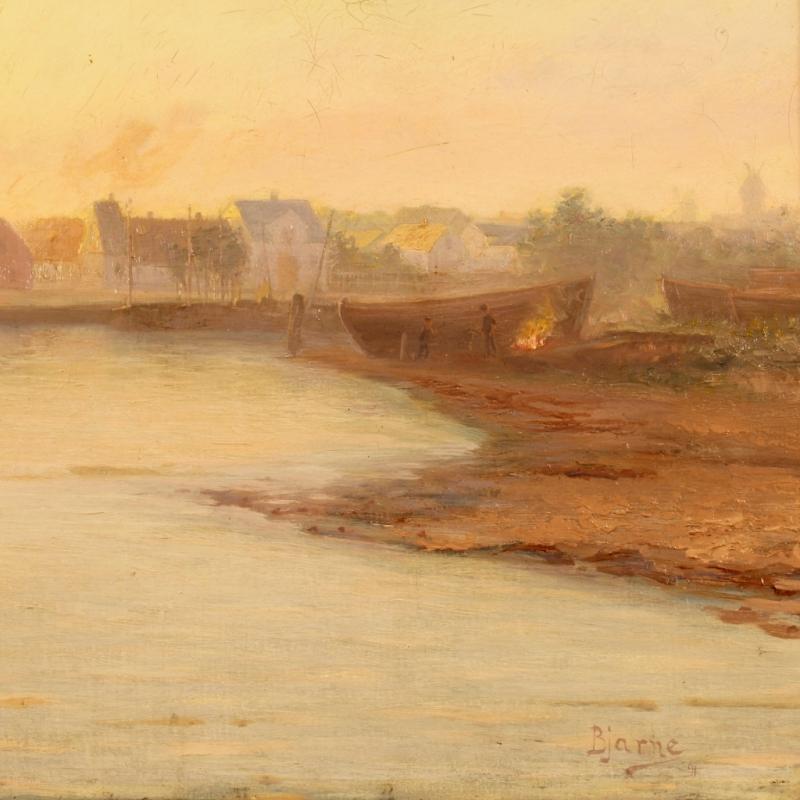 19th Century Impressionist Seascape Painting Oil On Canvas