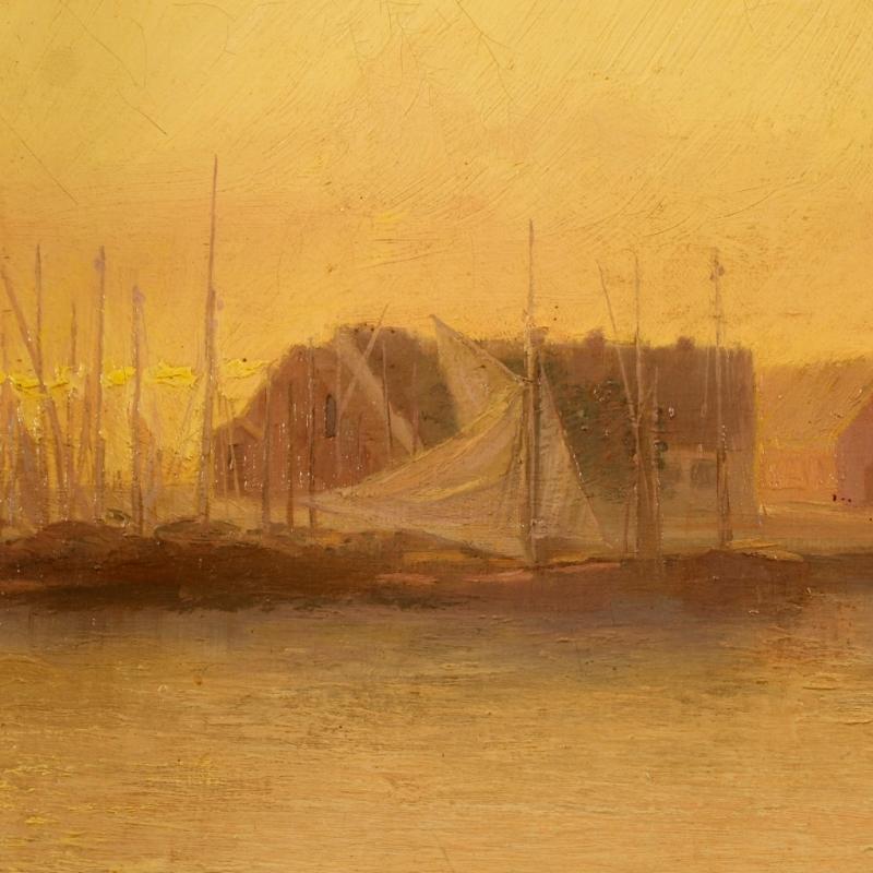 19th Century Impressionist Seascape Painting Oil On Canvas