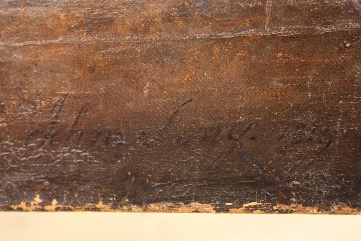 19th Century English Painting Oil On Canvas Signed By John Long