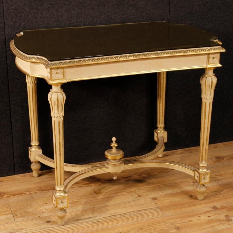 20th Century Italian Lacquered And Gilt Side Table