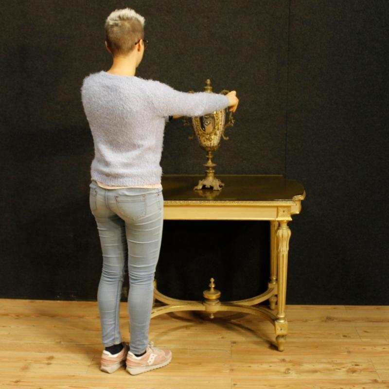 20th Century Italian Lacquered And Gilt Side Table