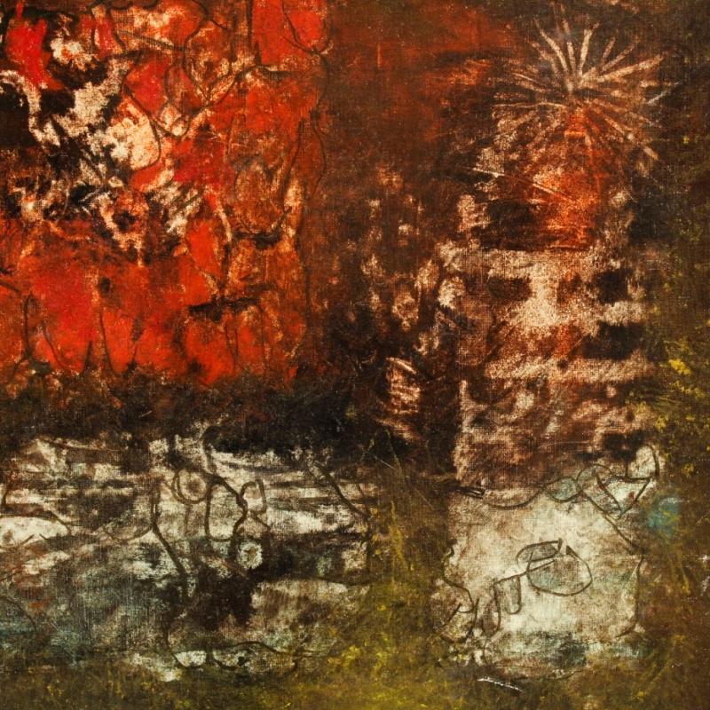 20th Century American Abstract Painting Oil On Canvas