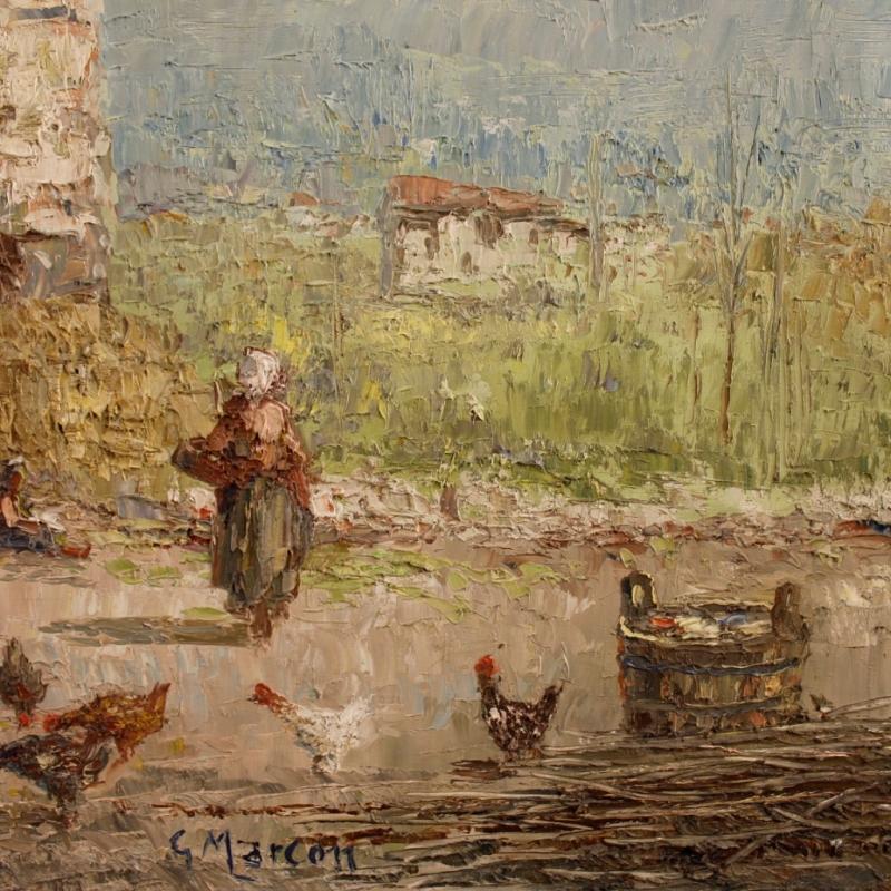 20th Century Italian Signed Oil Painting Depicting Rural Landscape