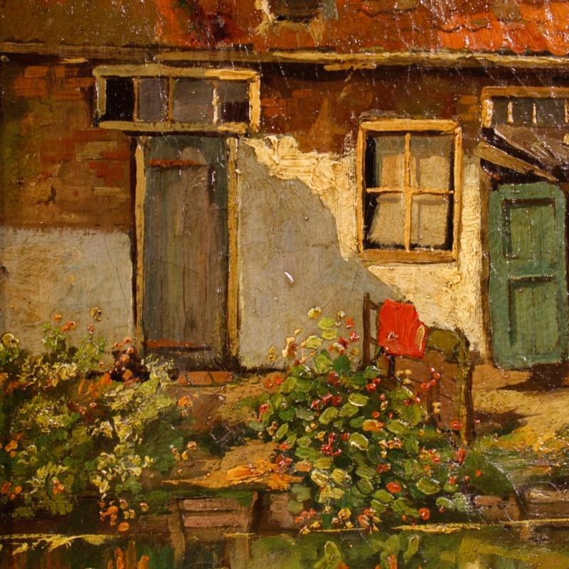 20th Century Flemish Signed Landscape Painting Oil On Canvas