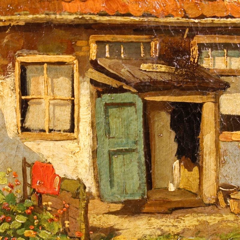 20th Century Flemish Signed Landscape Painting Oil On Canvas