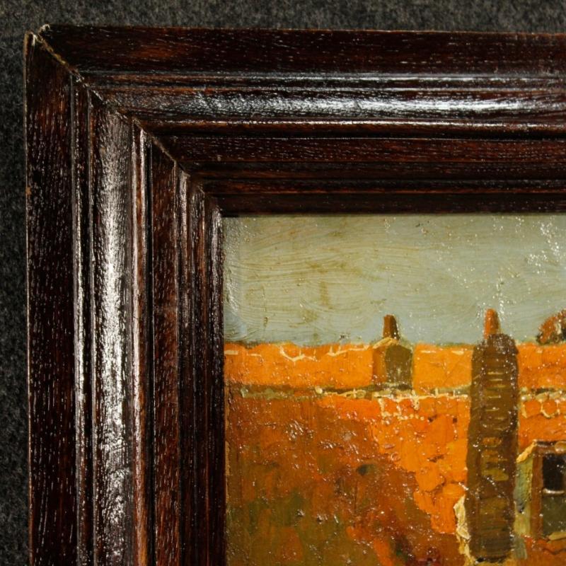 20th Century Flemish Signed Landscape Painting Oil On Canvas