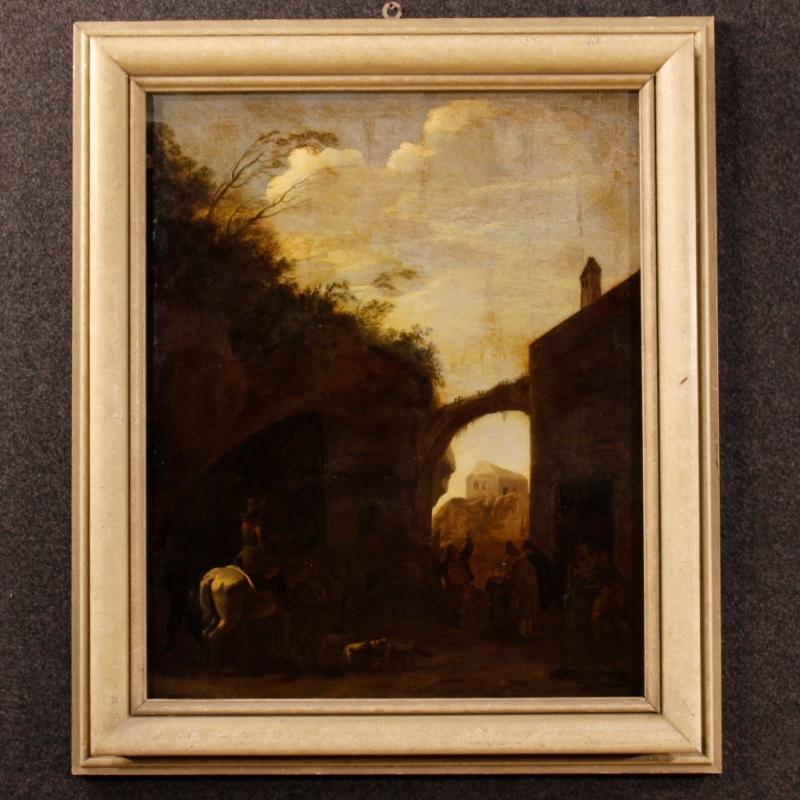 Dutch Landscape Oil Painting From 18th Century