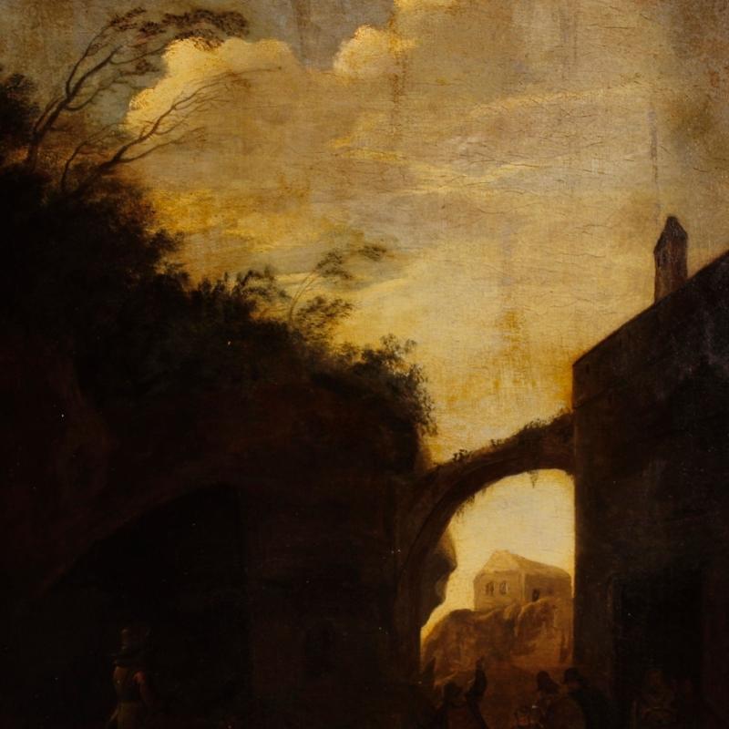 Dutch Landscape Oil Painting From 18th Century