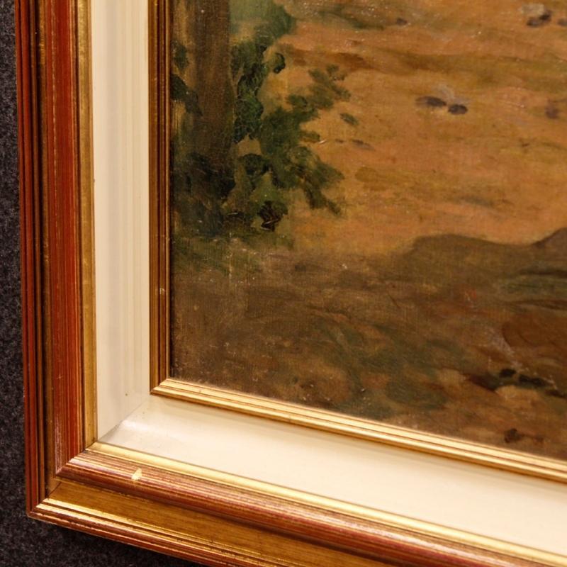 Italian Painting Seascape With Ruins And Characters From 20th Century