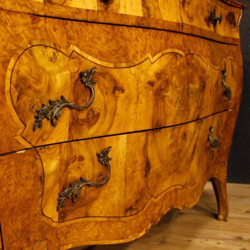 Italian Dresser In Walnut And Burl Wood, 20th Century