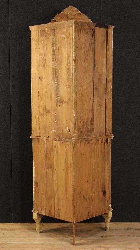 19th Century Antique Lacquered And Painted Venetian Corner Cupboard
