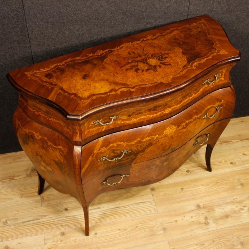 Italian Inlaid Dresser In Louis XV Style With 3 Drawers 20th Century