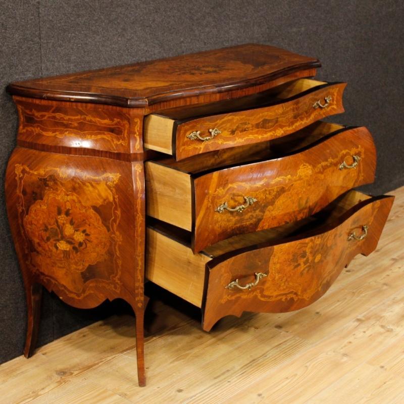 Italian Inlaid Dresser In Louis XV Style With 3 Drawers 20th Century