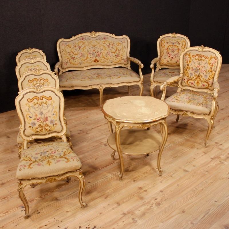 Pair Of Italian Lacquered Armchairs In Louis XV Style 20th Century