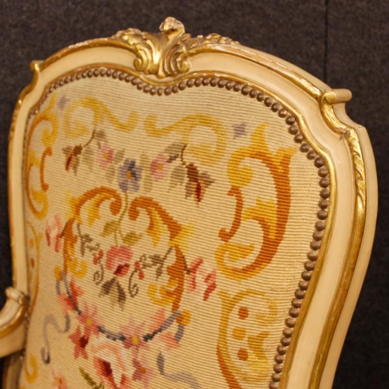 Pair Of Italian Lacquered Armchairs In Louis XV Style 20th Century