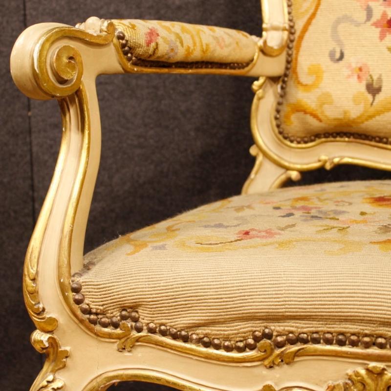 Pair Of Italian Lacquered Armchairs In Louis XV Style 20th Century