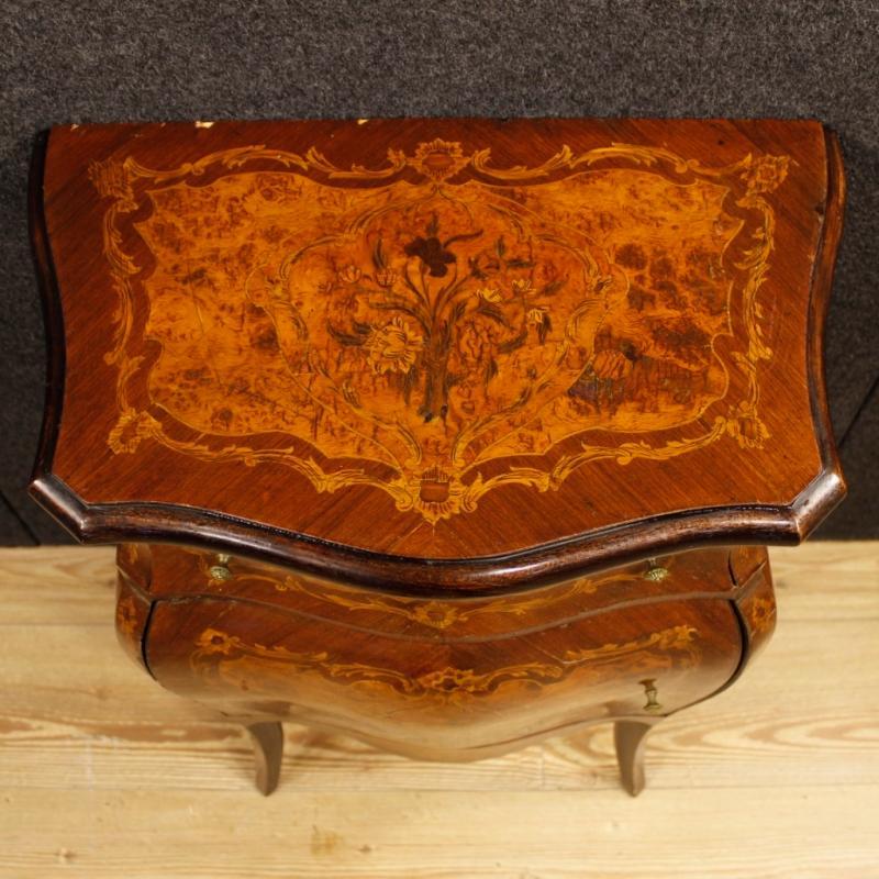 Pair Of Italian Inlaid Bedside Tables In Louis XV Style From 20th Century